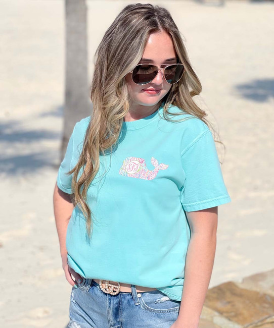 Monogrammed Lilly Whale Comfort Colors Shirt