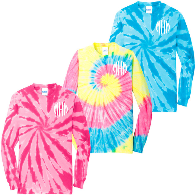 Monogrammed Tie Dye Long Sleeve T-Shirt