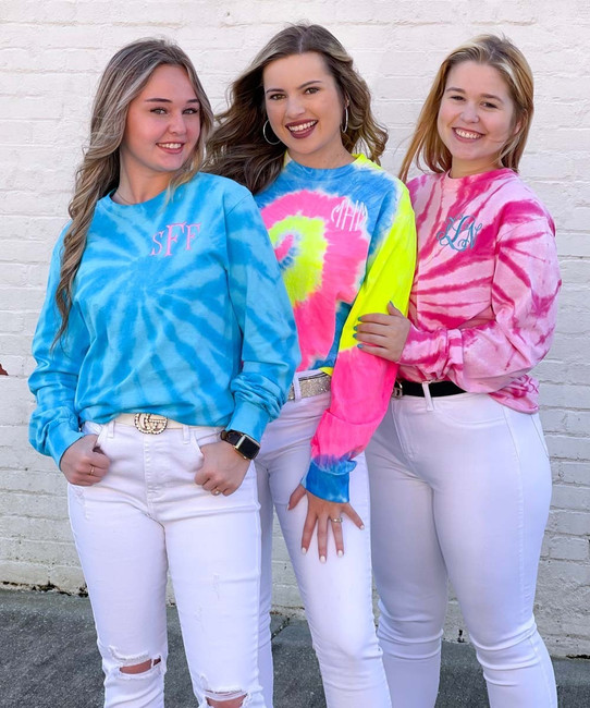 Monogrammed Tie Dye Long Sleeve Shirt