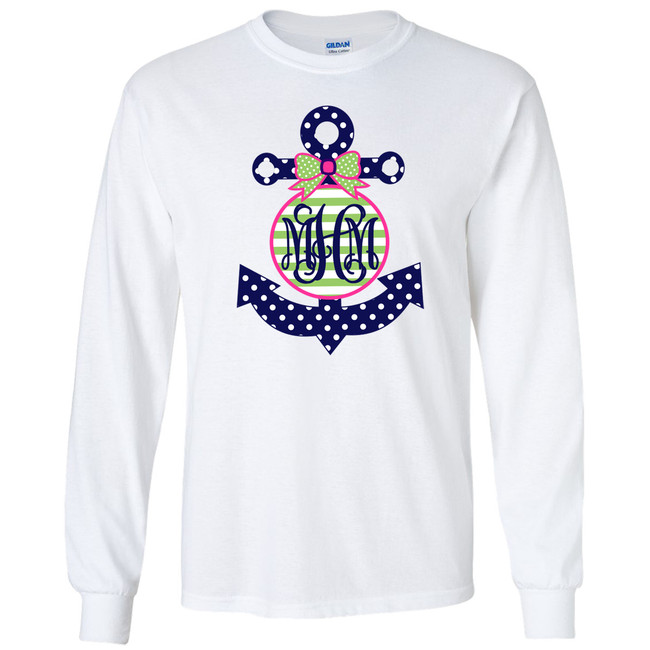 Girls Monogrammed Anchor Graphic Shirt