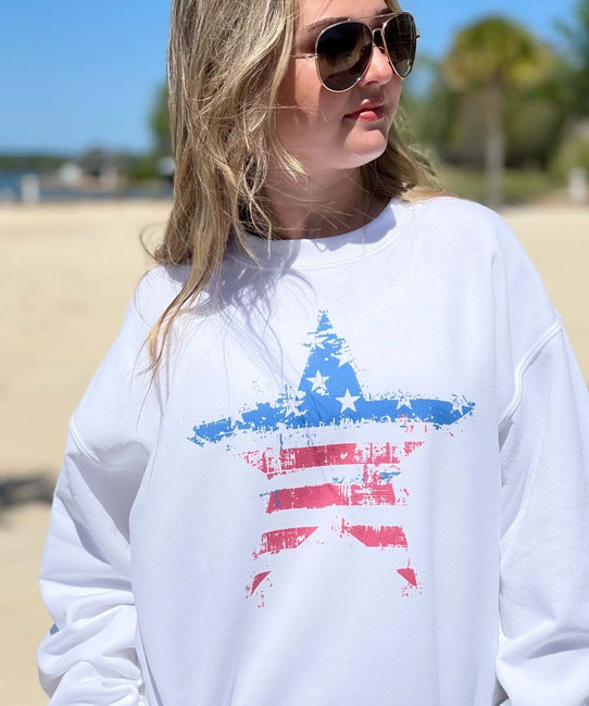Monogrammed Distressed Patriotic Star Graphic Tee