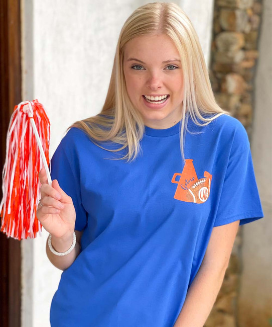 Monogrammed Football And Megaphone Graphic Tee Shirt