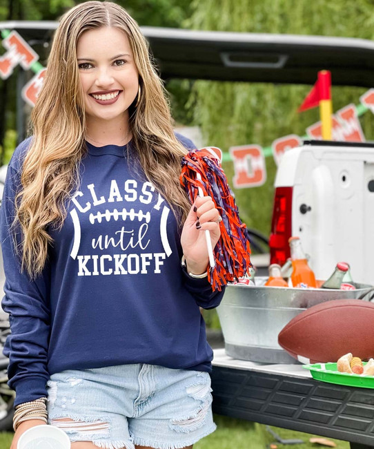 Classy Until Kickoff Football Graphic Tee Shirt