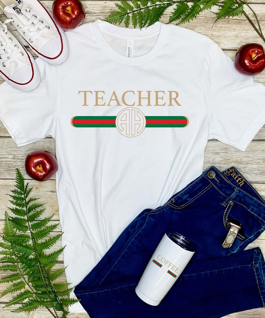 Monogrammed Teacher Designer Graphic Tee Shirt