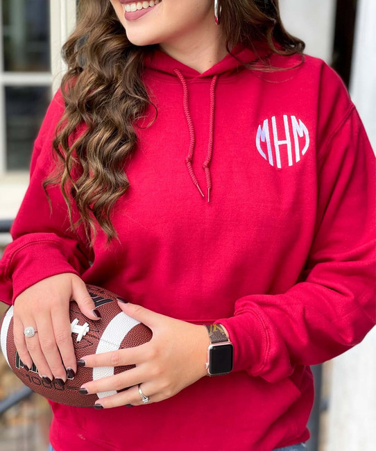 Monogrammed Football Hooded Sweatshirt