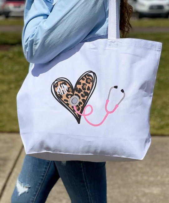 Personalized Tie Dye Leopard Tote Bag - White