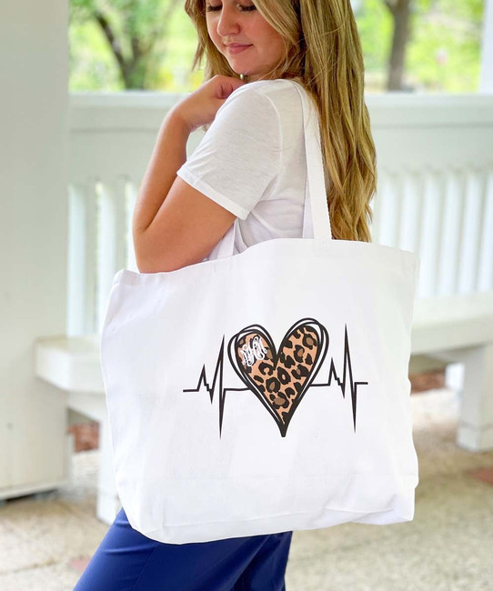 monogrammed leopard tote bag