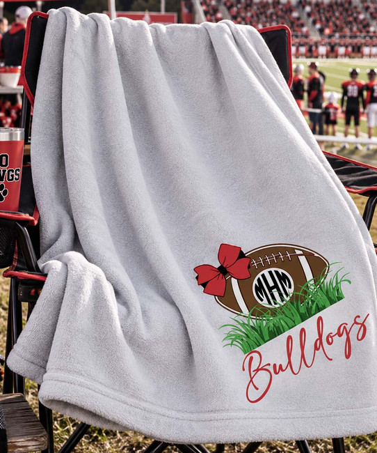 Customized Football In Grass Stadium Sweatshirt Blanket - Ash