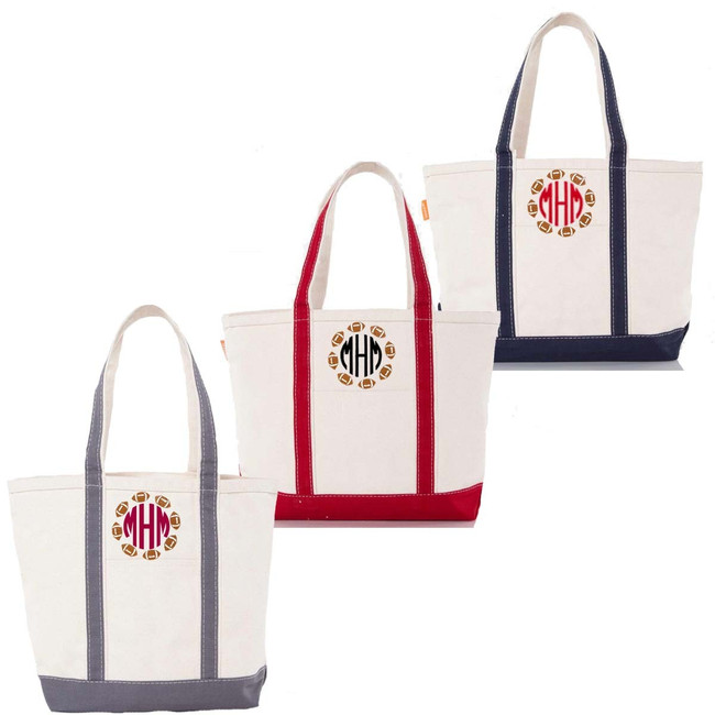 Monogrammed Football Tote Bag