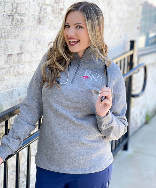 Embroidered RN Stethoscope 1/4 Zip Pullover