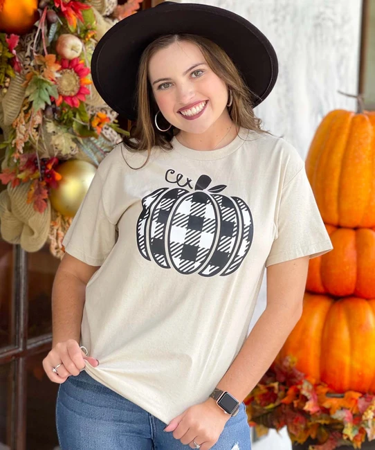 Black And White Plaid Pumpkin Shirt