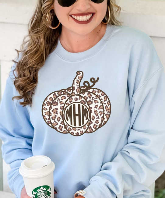 Monogrammed Leopard Pumpkin Graphic Shirt