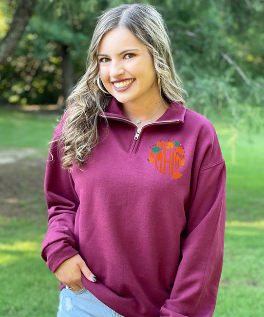 Monogrammed Fall Quarter Zip Pullover