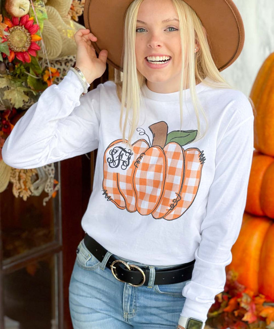 Born to Be Sassy Monogrammed Halloween Pumpkin Graphic Tee Shirt