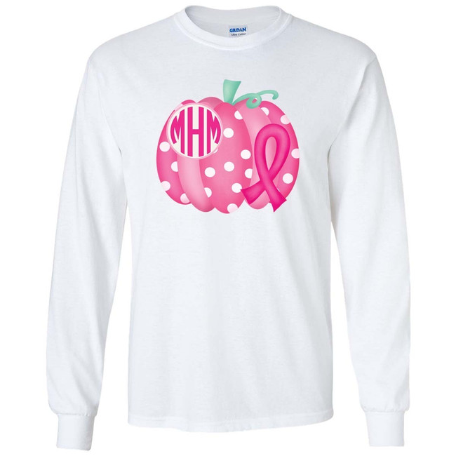 Monogrammed Breast Cancer Pumpkin Graphic Tee Shirt