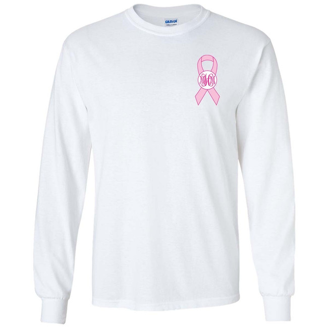 Monogrammed Breast Cancer Ribbon Graphic Shirt