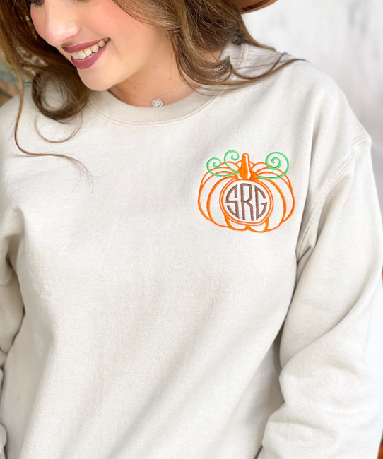 Monogrammed Embroidered Pumpkin Shirt