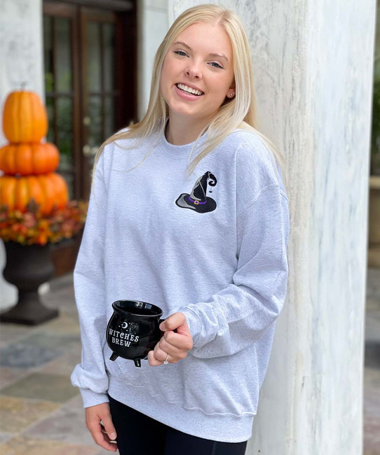 Embroidered Witch Hat Sweatshirt