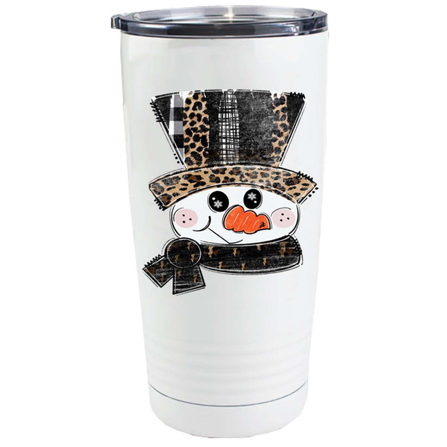 Snowman With Hat Stainless Steel Tumbler