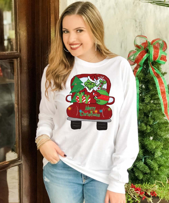 Merry Christmas Grinch Truck Graphic Shirt