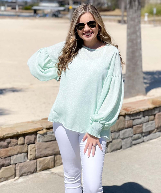Easy Breezy Loose Fit Woven Blouse - Mint