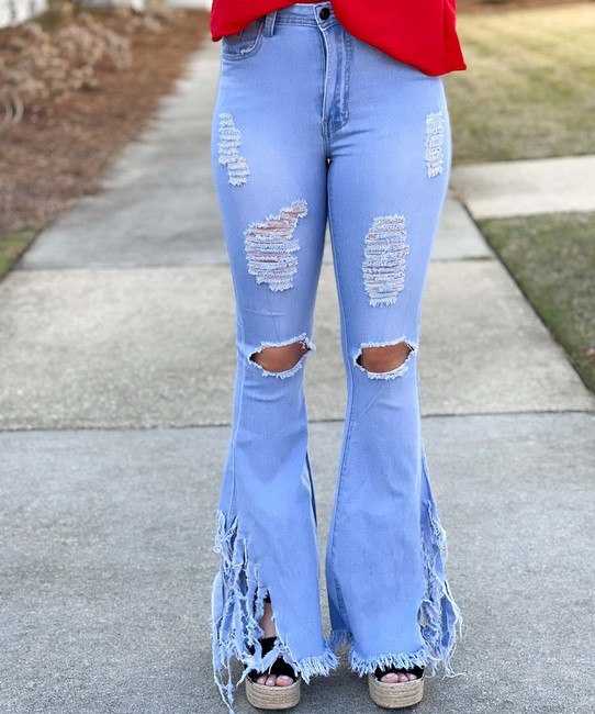 All I Needed Denim Bell Bottoms in Light Wash