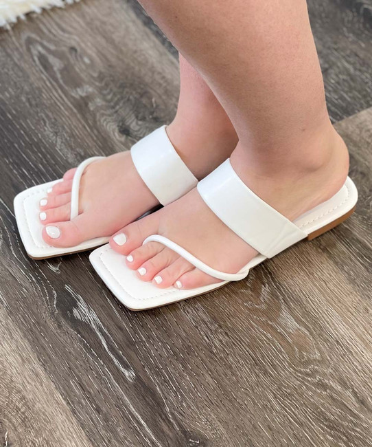 Two strap White flat sandals – JiHa.