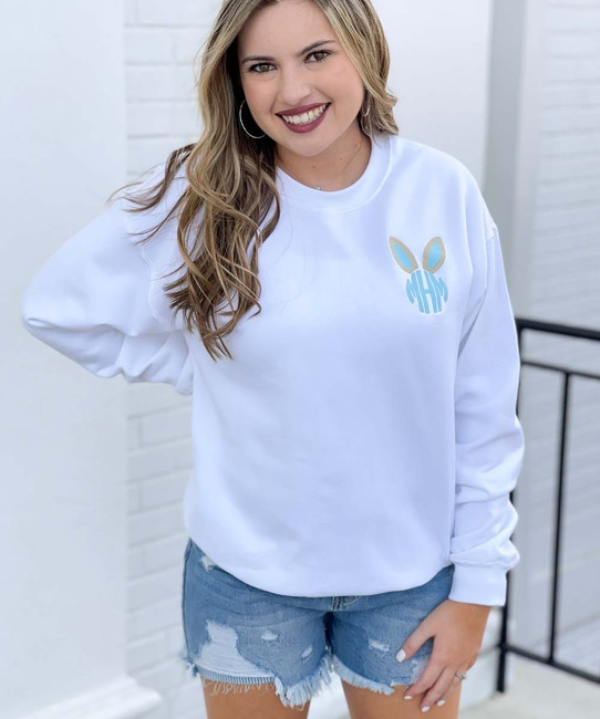 Embroidered Easter Bunny Ears Sweatshirt