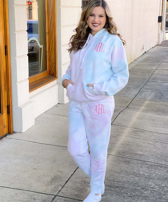 Monogrammed Tie Dye Hooded Sweatshirt