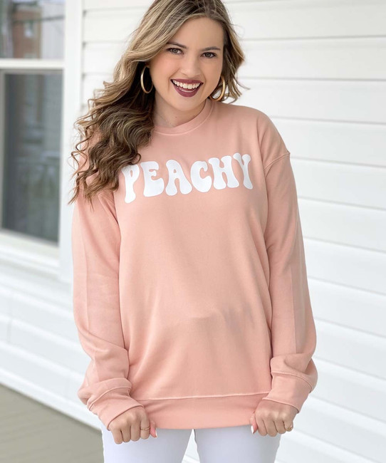 Peachy Bella Canvas Sponge Fleece Drop Shoulder Crewneck Sweatshirt