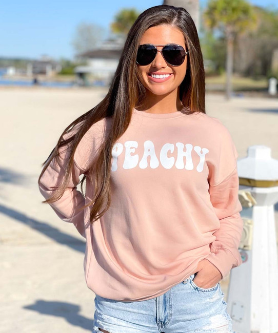 Peachy Bella Canvas Sponge Fleece Drop Shoulder Crewneck Sweatshirt