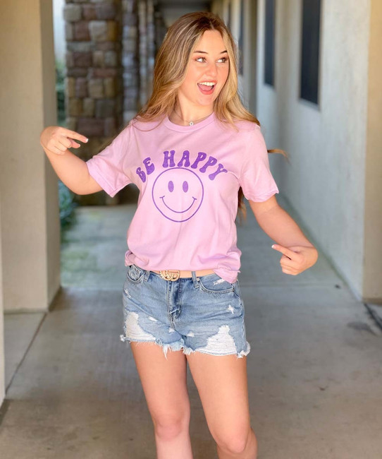 Be Happy Face Bella Canvas Tee