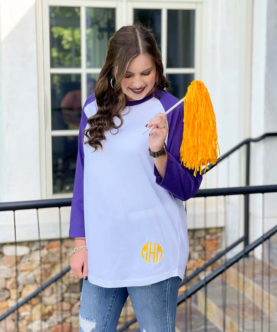 Monogrammed Football Raglan Tee