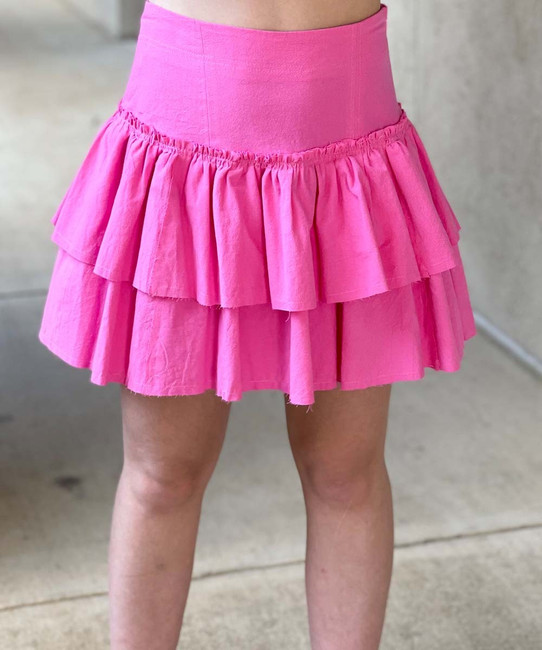 Womens's Pink Ruffle Skirt with Smocked Waist - Sexy Mama