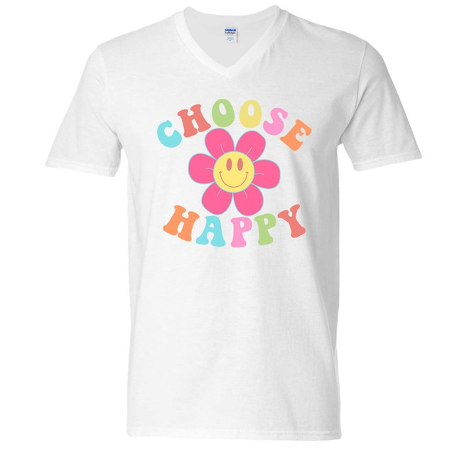 Choose Happy Smiley Flower Graphic Shirt