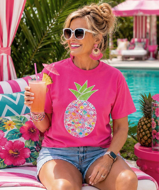 tie dye pineapple shirt model image