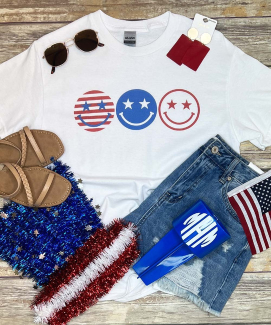 Patriotic Smiling Faces Graphic Tee