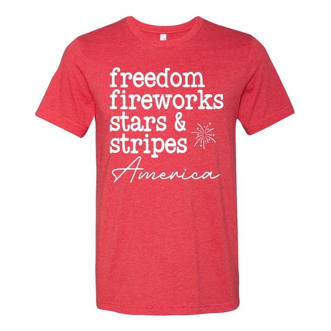 Freedom Fireworks Stars And Stripes Bella Canvas Tee