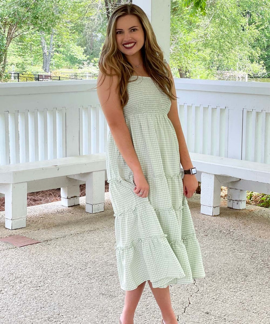 Garden Party Smocked Gingham Midi Dress