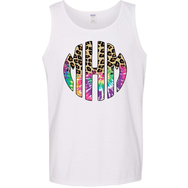 Monogrammed Leopard And Tie Dye Graphic Shirt