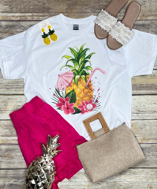 Monogrammed Tropical Pineapple Graphic Shirt