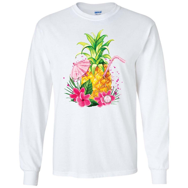 Monogrammed 'Watercolor Pineapple' Basic T-Shirt