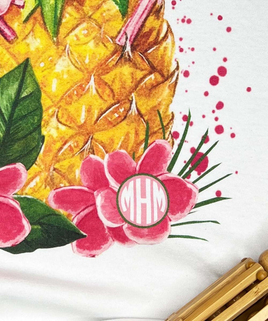 Monogrammed 'Watercolor Pineapple' Basic T-Shirt