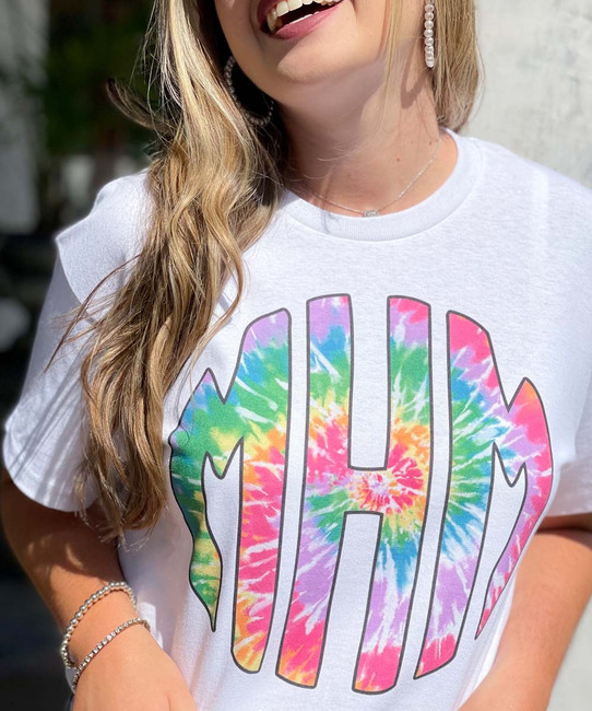 Comfort Colors Born to Be Sassy Tie Dye Monogram T-Shirt