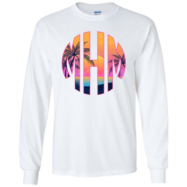 Monogrammed Beach Sunset Graphic Shirt