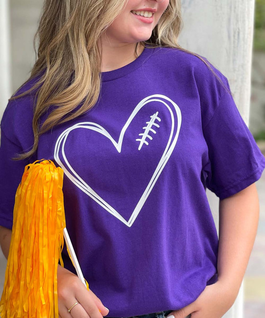 Football Heart Graphic Tee Shirt