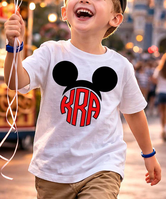 Monogrammed Ears boy Closeup