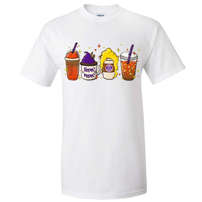 Monogrammed Hocus Pocus Coffee Graphic Tee Shirt