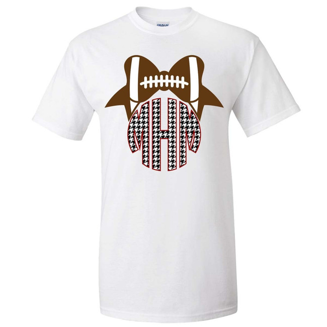 Monogrammed Customizable Football Bow Graphic Tee Shirt