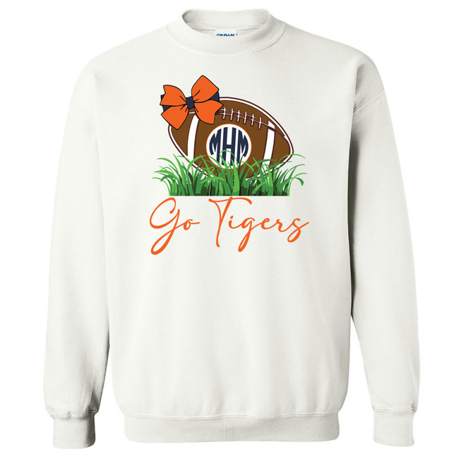 Monogrammed Football In Grass Graphic Tee